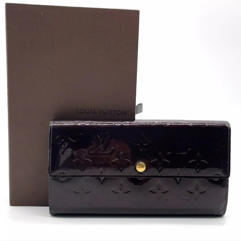 💖LOUIS VUITTON💖Vernis Amarante Portefeuille Sarah Wallet w/ FREE auth LV lock
